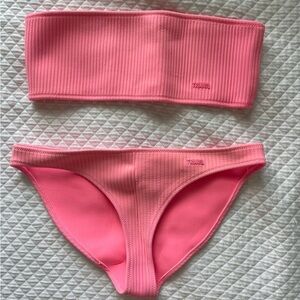 Pink Ribbed Bikini Set